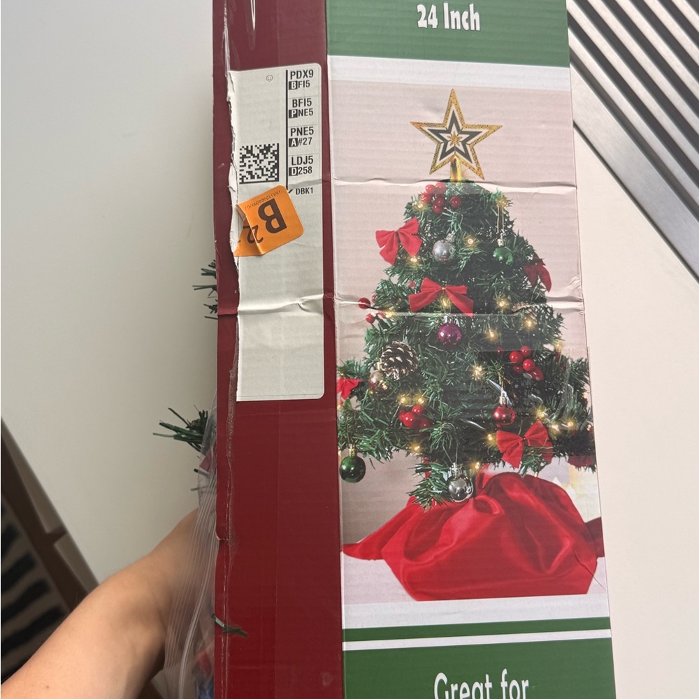 24 Inch Artificial Christmas Tree with Red Accents
